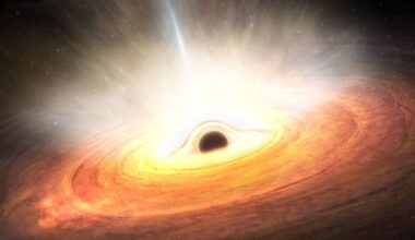 This artist's illustration shows the powerful winds being emitted by a black hole. Astronomers have been trying to find the wind from the Milky Way's supermassive black hole for 50 years, with no luck. But now it looks like they've finally detected it. Image Credit: ESA (acknowledgement: work performed by ATG under contract to ESA). Licence: CC BY-SA 3.0 IGO or ESA Standard Licence