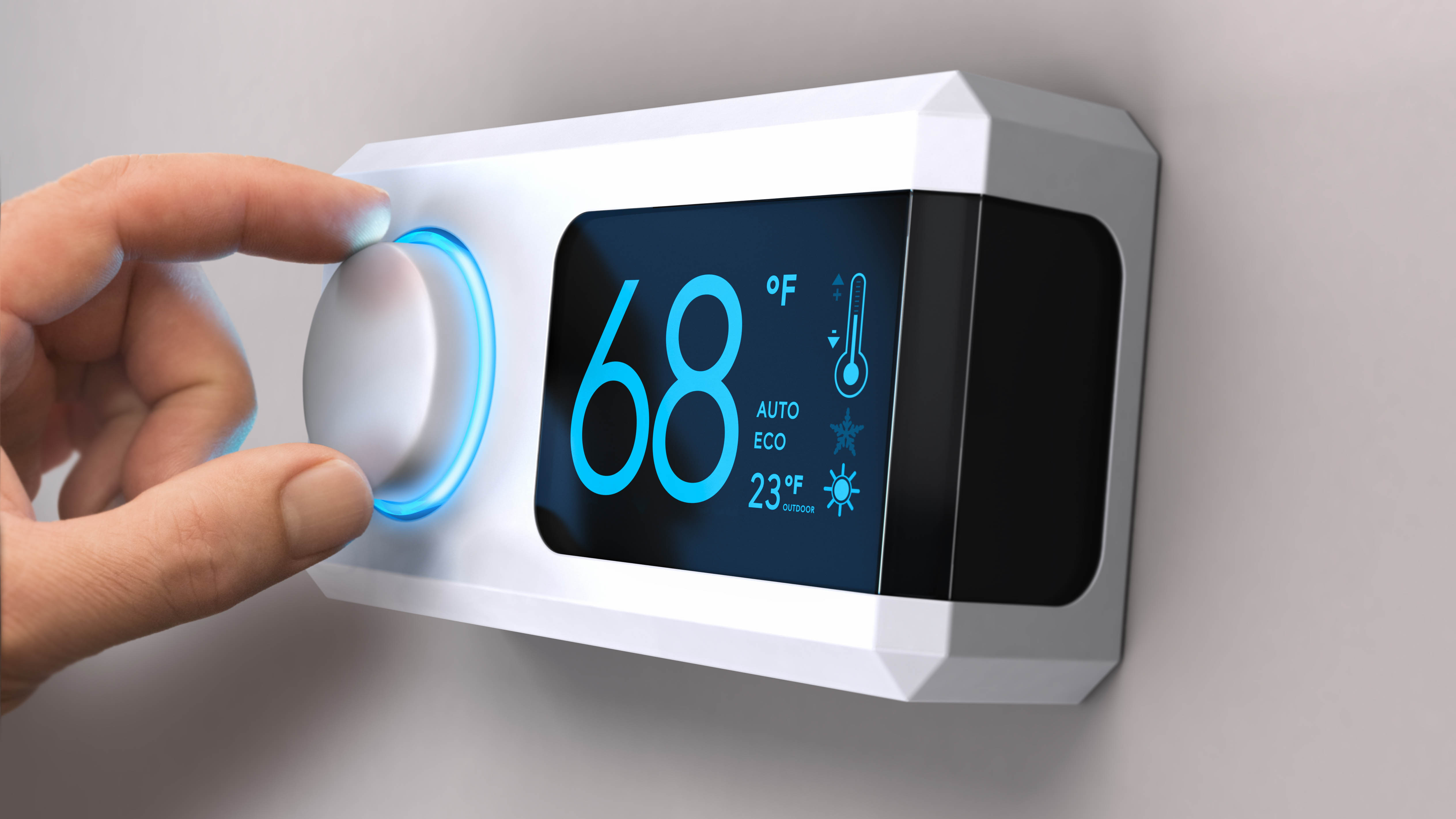 Thermostat on wall
