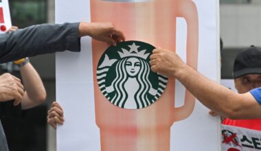 A protest against Starbucks in South Korea