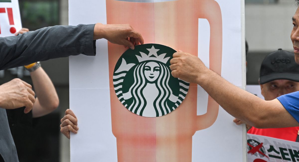 A protest against Starbucks in South Korea