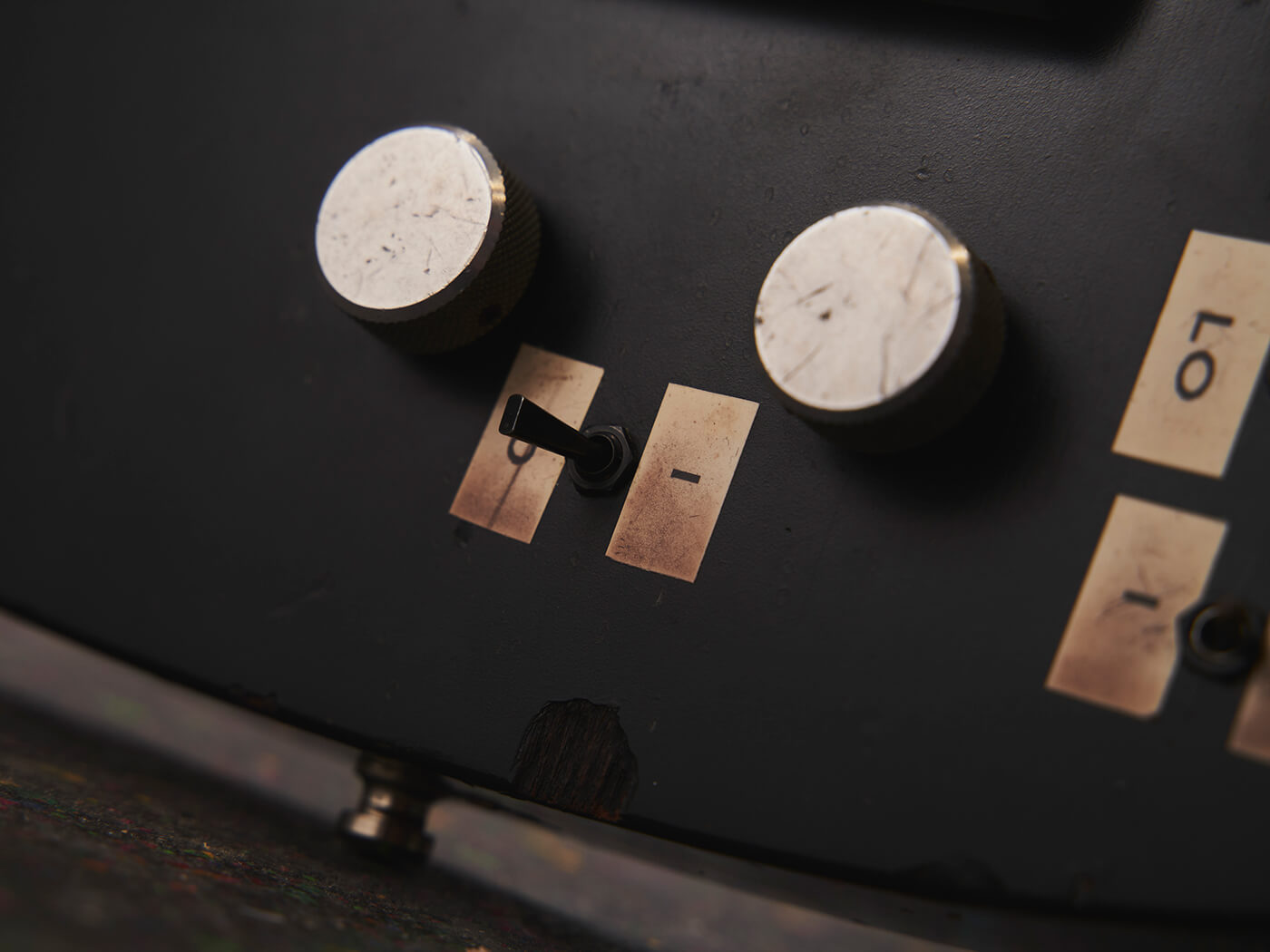 The guitar’s controls have seen a lot of use over the years.