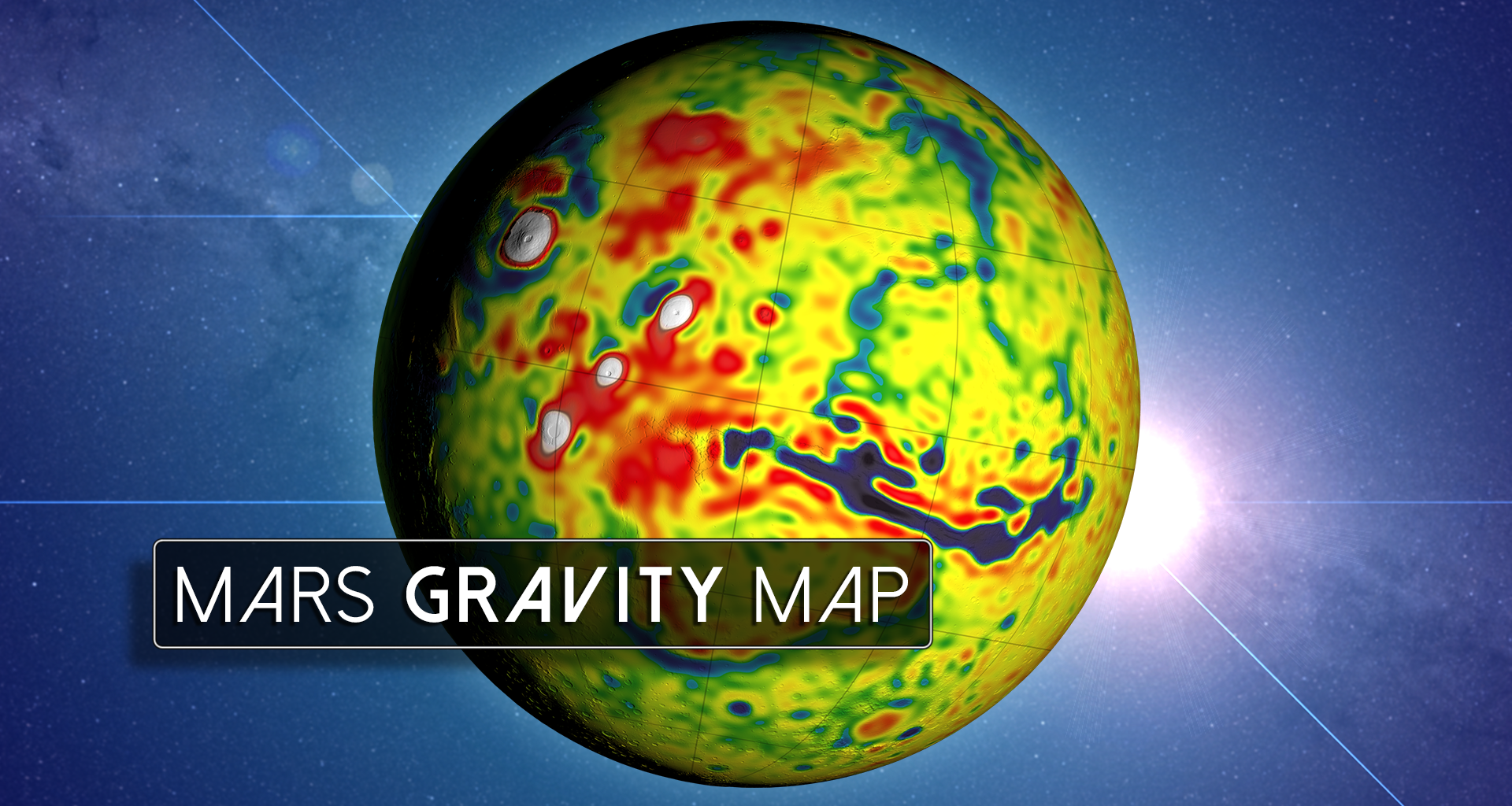 Map showing just how varied Martian gravity is over its surface. Credit - NASA's Scientific Visualization Studio
