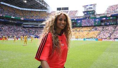 Ciara attends the coin toss before the FIFA World Cup 2026 Group D match between USA and Australia