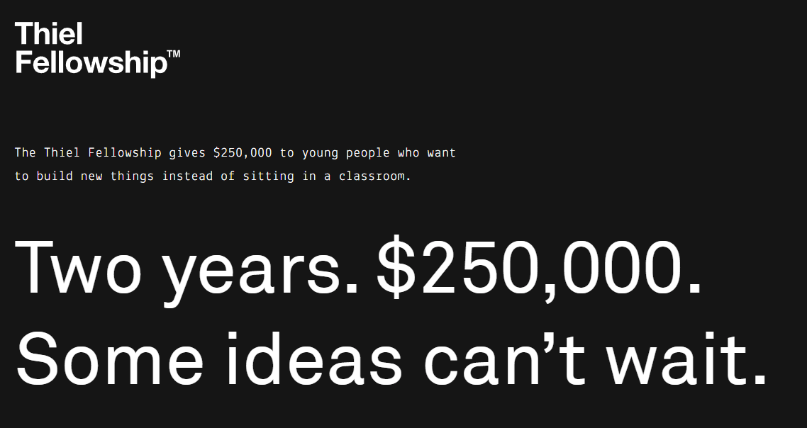 Apply for the Thiel Fellowship 2026: Offering $250,000 Grants to Young Innovators
