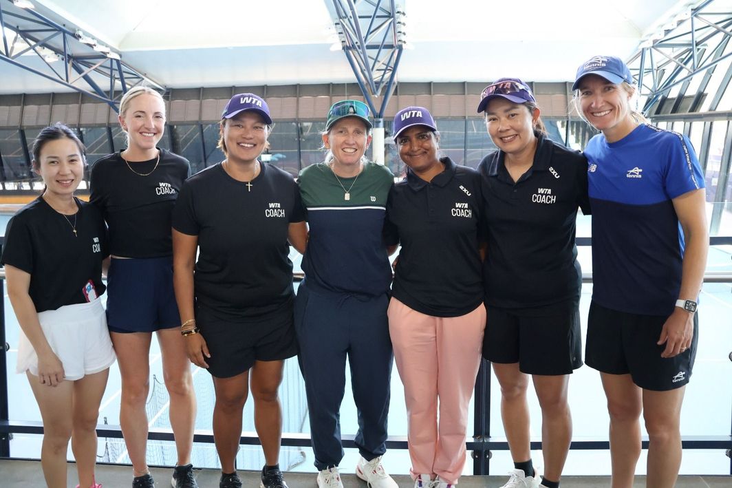 WTA legend and coach ambassador Nicole Pratt (center) with Tennis Australia and Asia-Pacific WTA Coach Inclusion participants at the 2026 Australian Open.