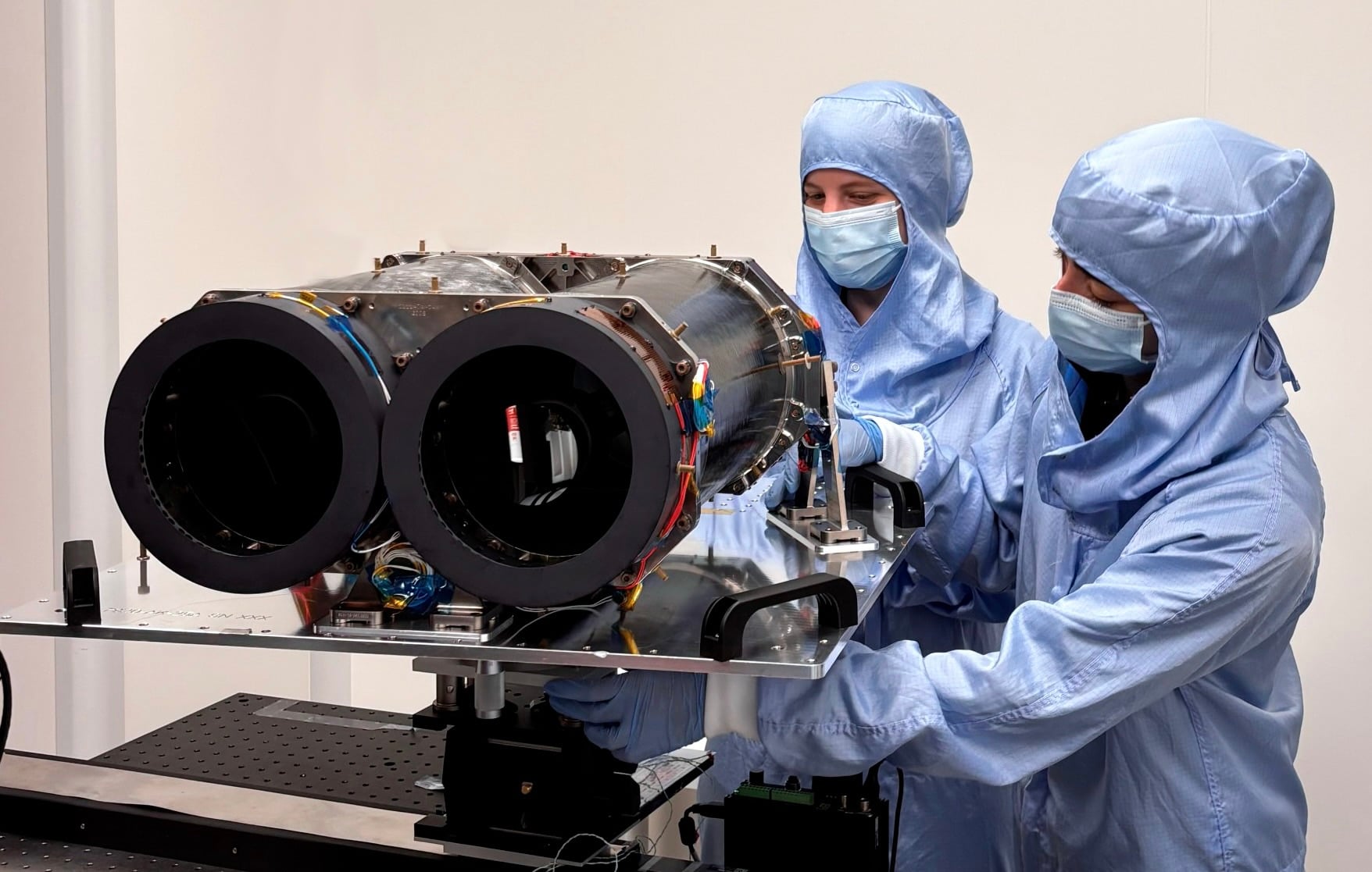 ESA's Arrakihs mission will carry two binocular telescopes. Together, they will allow the mission to observe the faint starlight coming from the haloes of galaxies that are similar to the Milky Way galaxy (Credit : ESA)