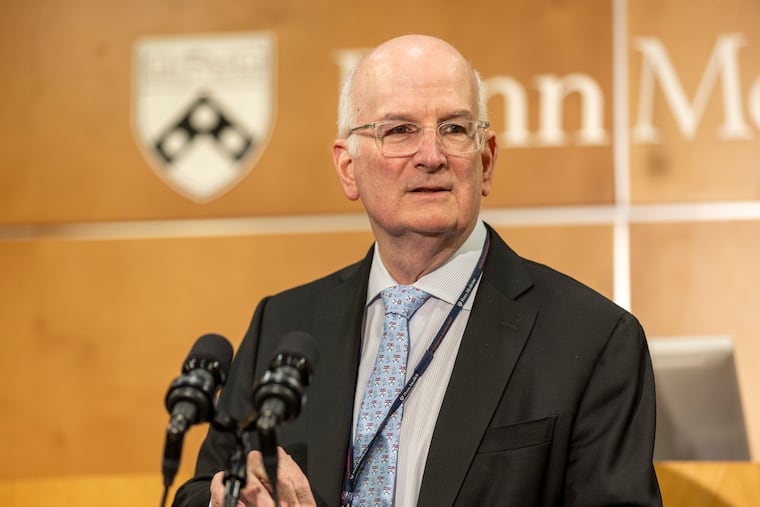 Kevin Mahoney, whose contract as CEO of the University of Pennsylvania Health System will run through June 2031, spoke at a news conference in December about $3 million in grants for hospital-based violence intervention programs.