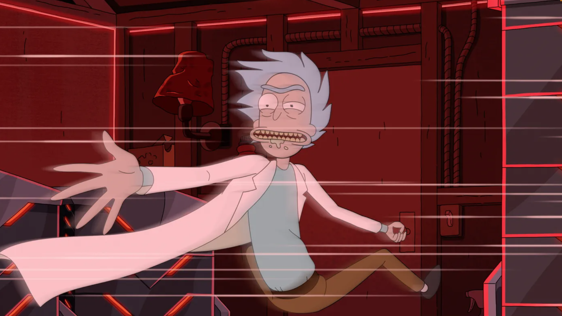 a cartoon character in a chaotic room