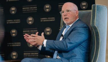 CVS chief executive David Joyner speaks at a meeting of the Boston College Chief Executives Club on June 4.
