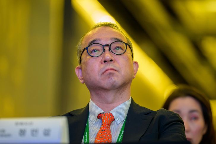 Jung In-sub, head of the Management Support Office at Hanwha Ocean, attends The Korea Times Forum at the Chamber of Commerce and Industry in Seoul, Tuesday. Korea Times photo by Shim Hyun-chul