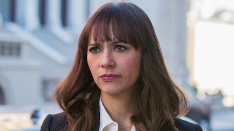 Angie Tribeca frowning, close up