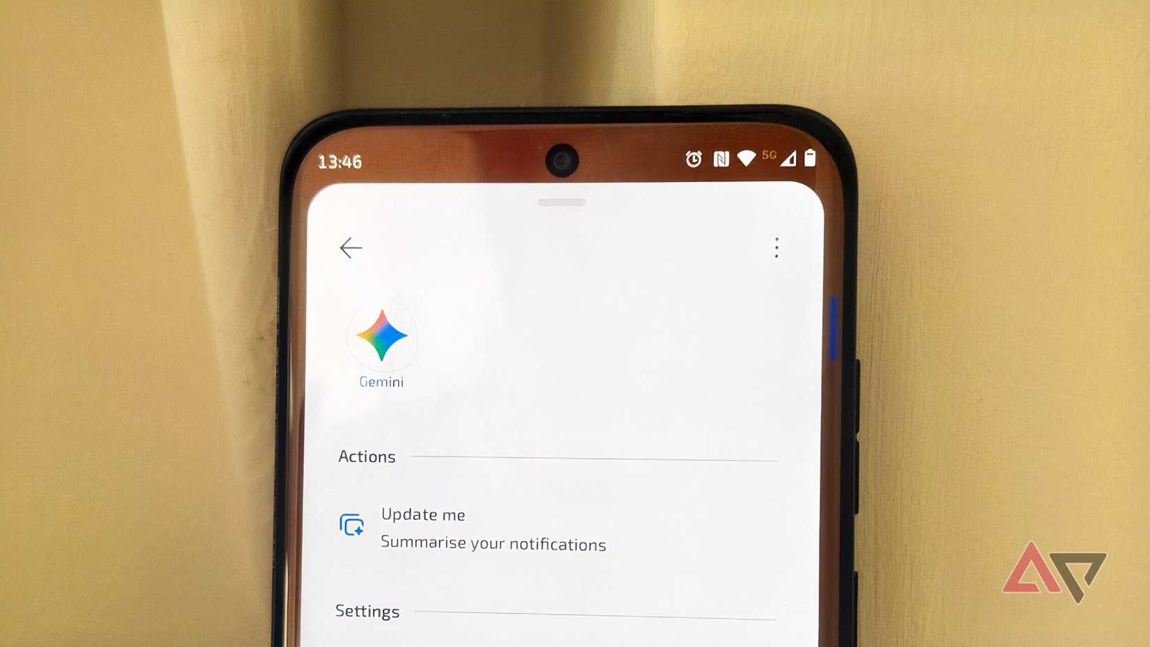 A Motorola phone showing Gemini in the search results