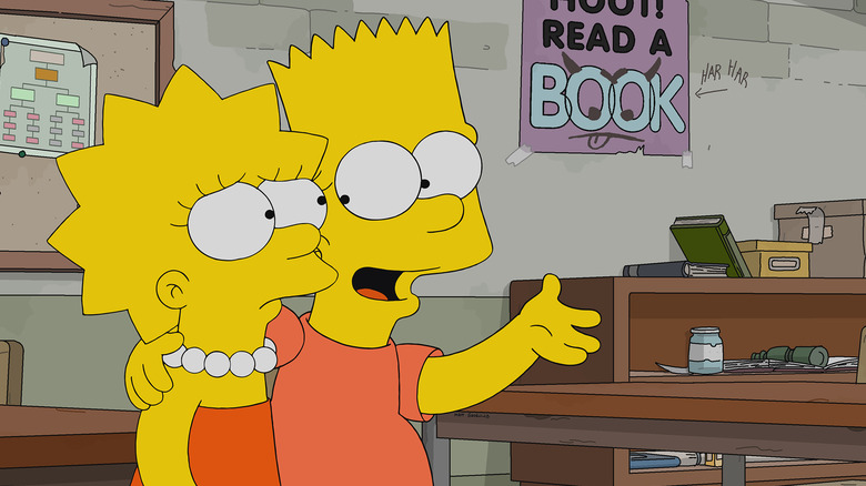 Bart speaking to Lisa with his arm around her