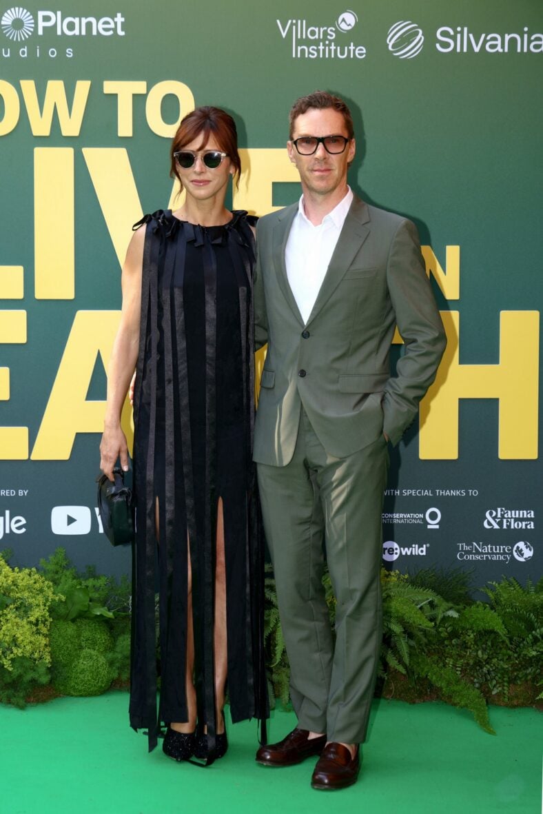 Benedict Cumberbatch and Sophie Hunter pose for photos on the world premiere red carpet of "How to Live on Earth"
