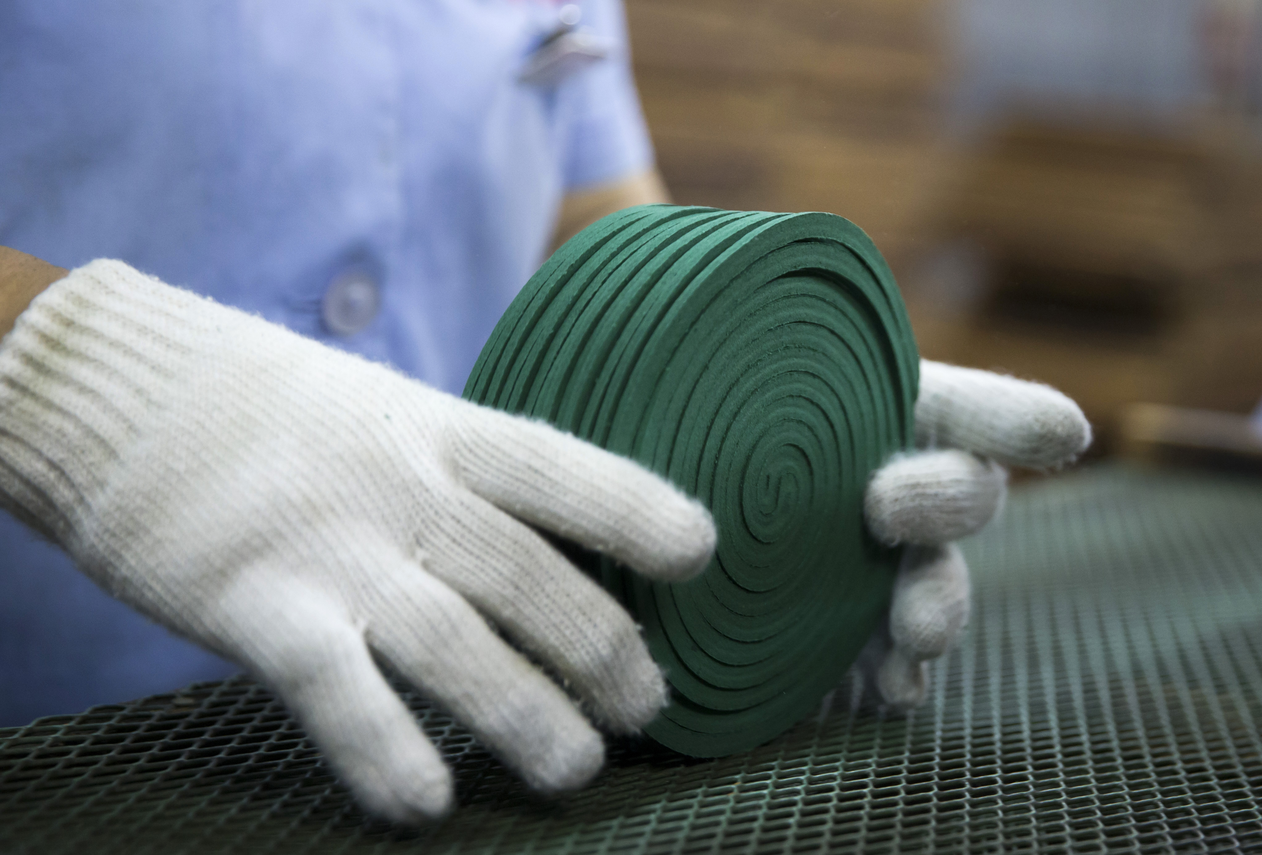 green mosquito coils produced in Japanese factory