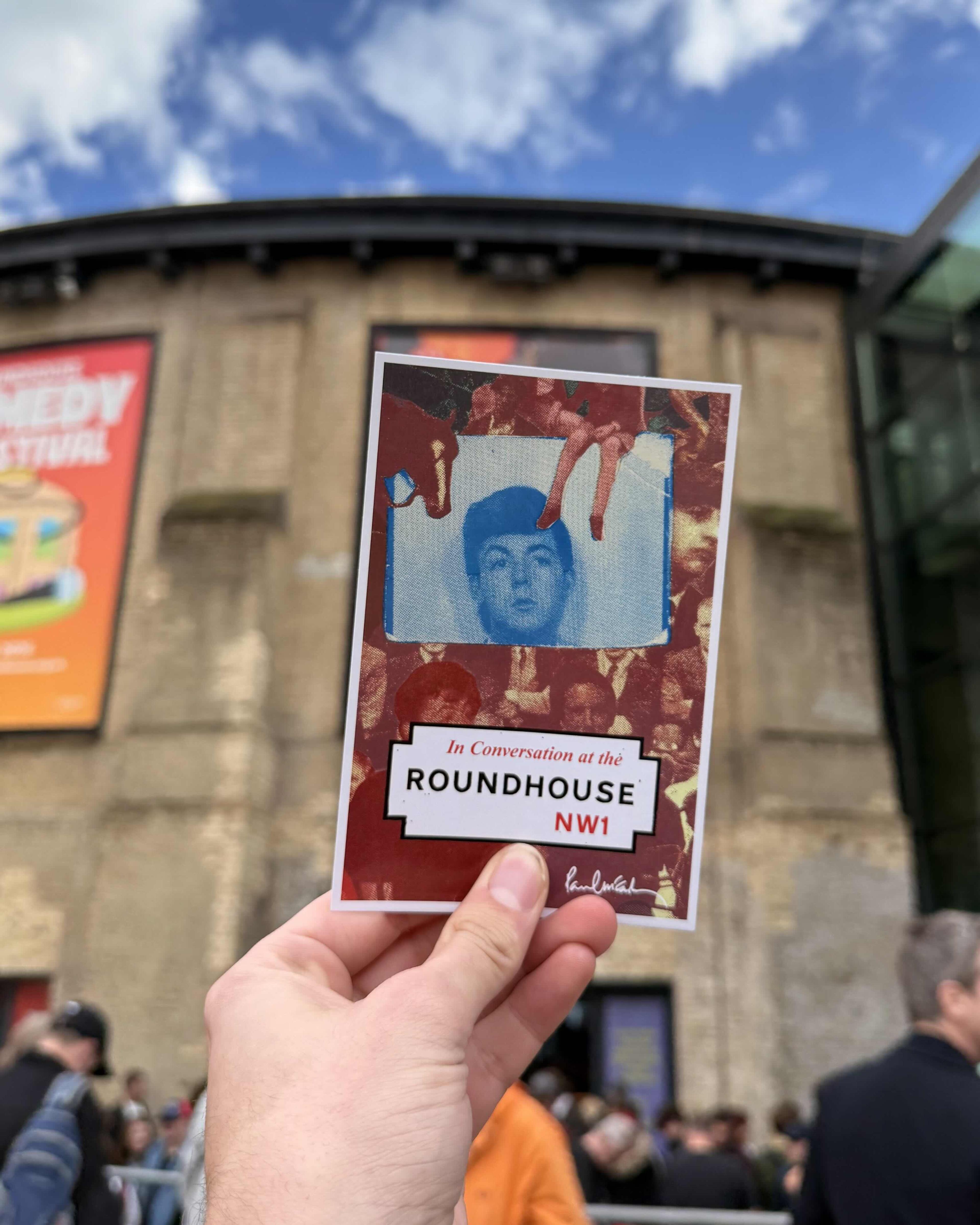 Photo of the special 'In Conversation at the Roundhouse' postcards we made and gave out at the event.
