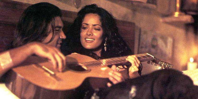 Desperado - Antonio Banderas and Salma Hayek play guitar in bed