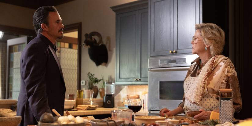 Juan Pablo Raba and Annette Bening in Dutton Ranch Episode 2