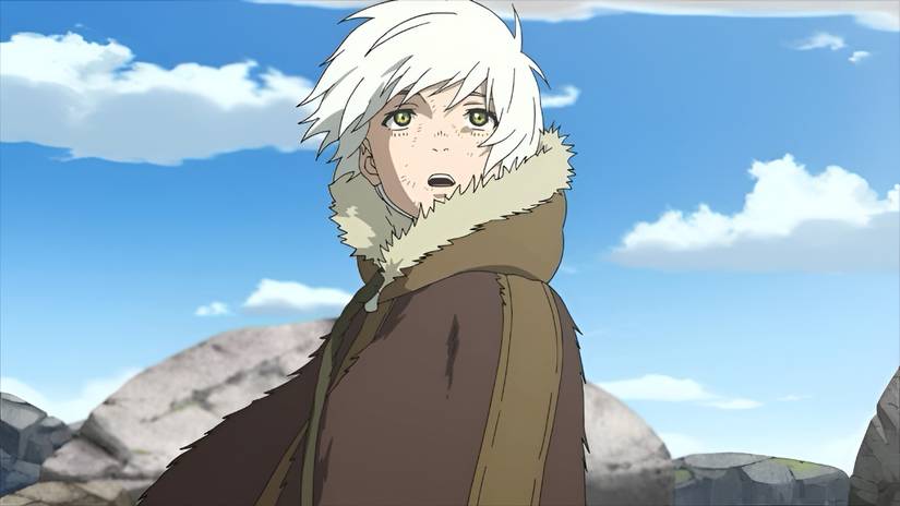 Fushi looks at something offscreen in awe in To Your Eternity