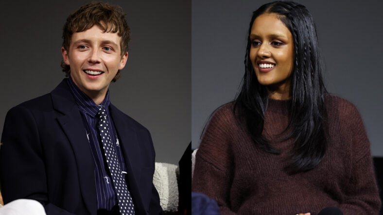 Split photo of Gerran Howell and Shabana Azeez at Shabana Azeez attends HBO's "The Pitt" Season 2 Emmy FYC Event