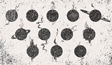 A black and white illustration showing a bunch of black circles releasing soot.