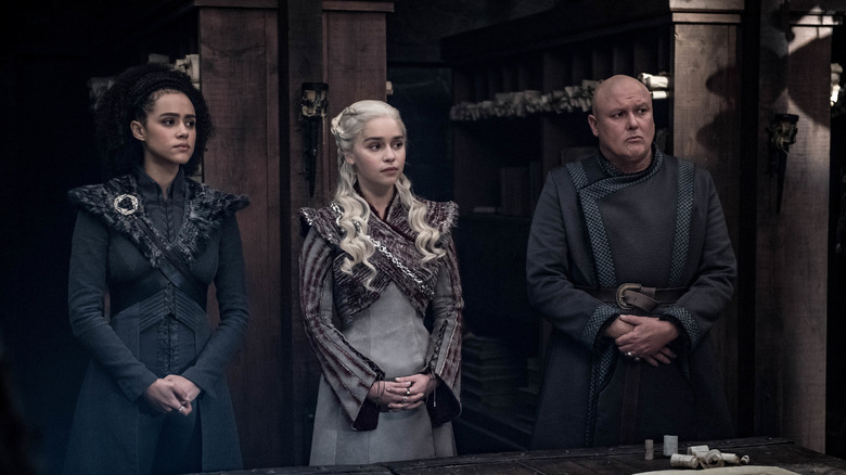Missandei Daenerys and Varys in Dragonstone on Game of Thrones