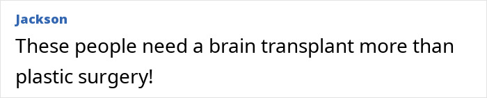 Comment calling for brain transplant over plastic surgery in trends and regrets Comment calling for brain transplant over plastic surgery in trends and regrets