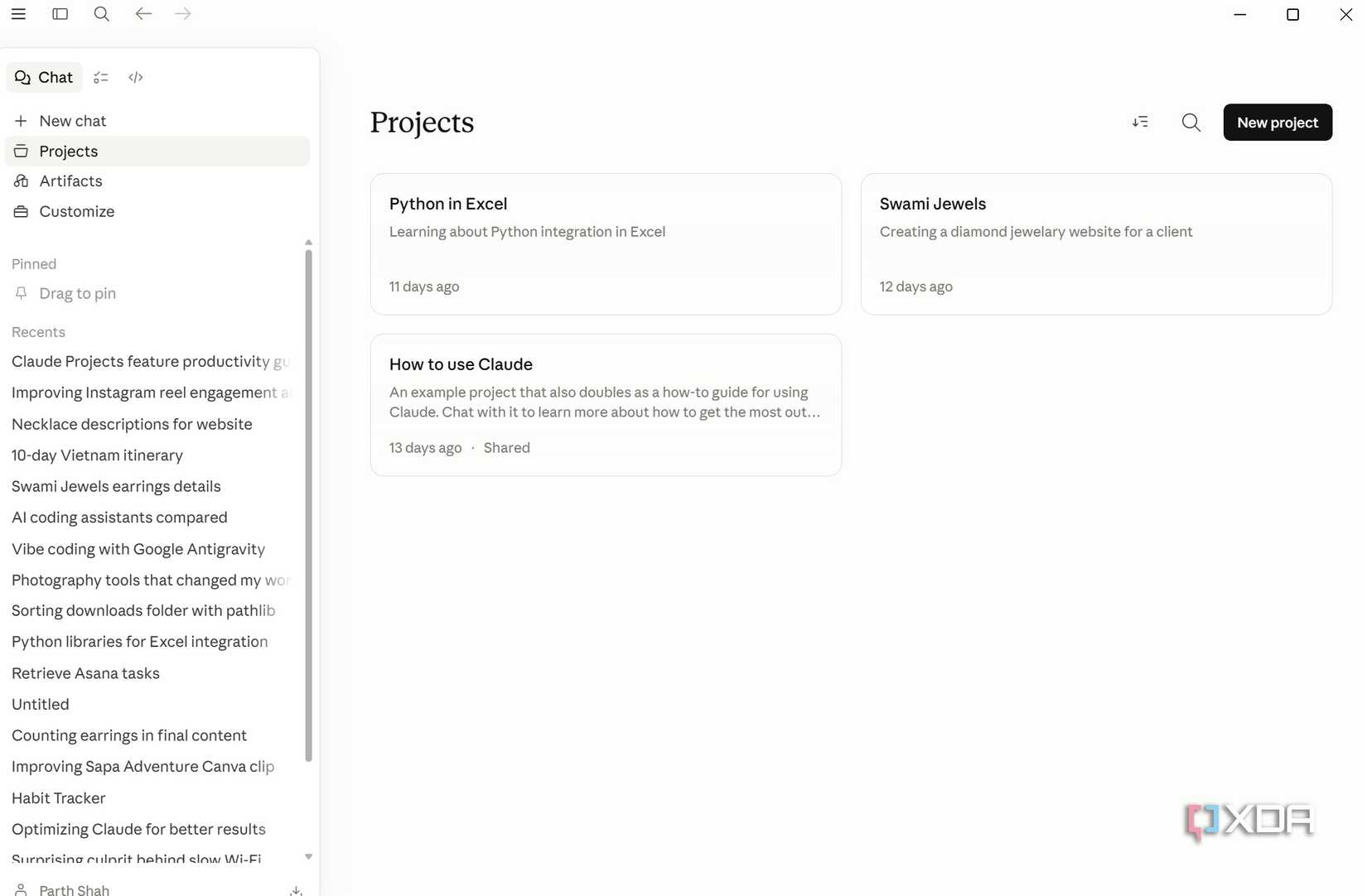 Claude projects