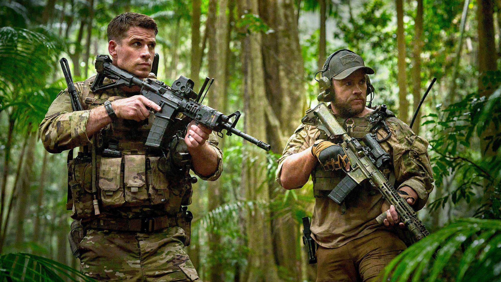 Liam Hemsworth and Luke Hemsworth in "Land of Bad" film (2024)