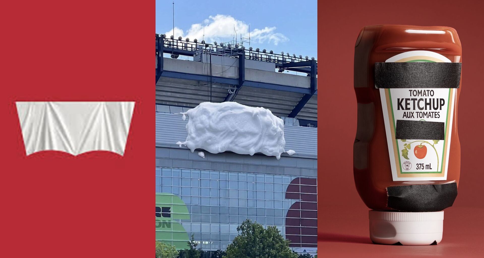 Brands with their logos covered at the World Cup stadium