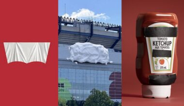 Brands with their logos covered at the World Cup stadium