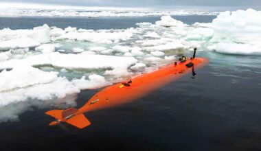 Autonomous submarine Ran floats among Antarctic sea ice after mapping melt scars beneath Dotson Ice Shelf
