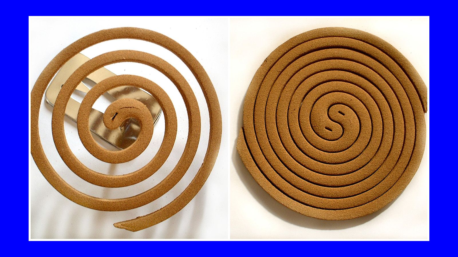 two mosquito coils in blue background