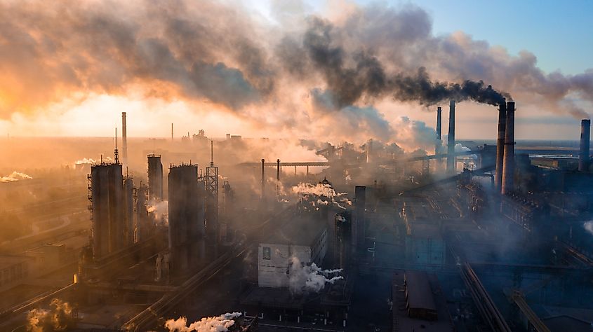 Industries releasing high volumes of carbon dioxide into the atmosphere.