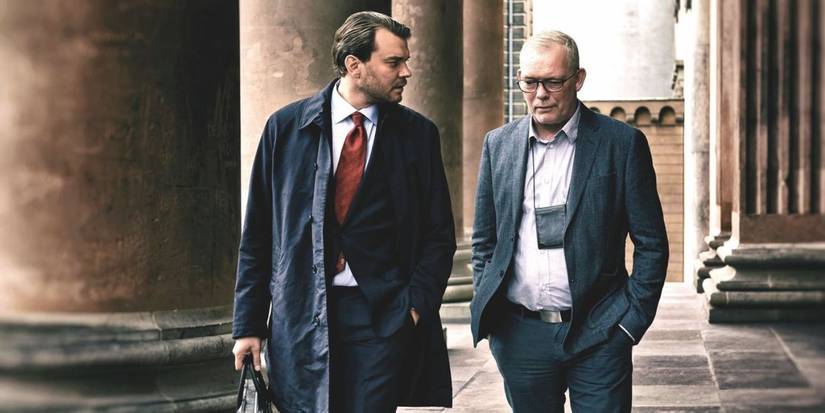 Søren Malling and Pilou Asbæk in the Scandinavian crime drama series The Investigation.