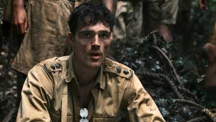 Jacob Elordi as Dorrigo Evans as an emaciated soldier in a POV camp in The Narrow Road to the Deep North.