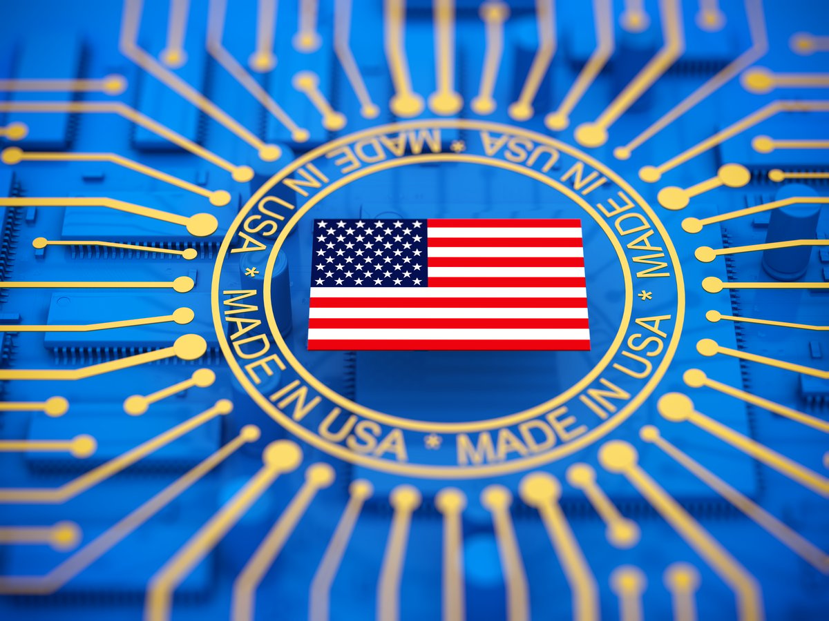 A chip with a U.S. Flag in the middle