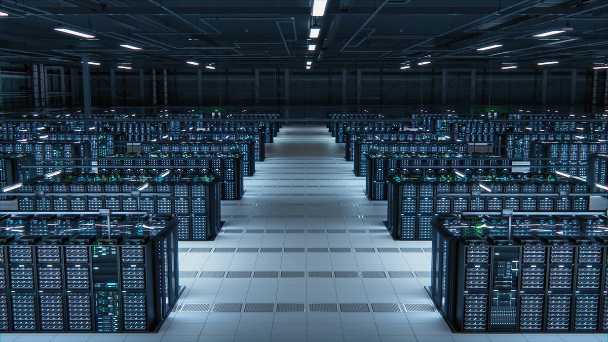 Computer servers in a large data center.