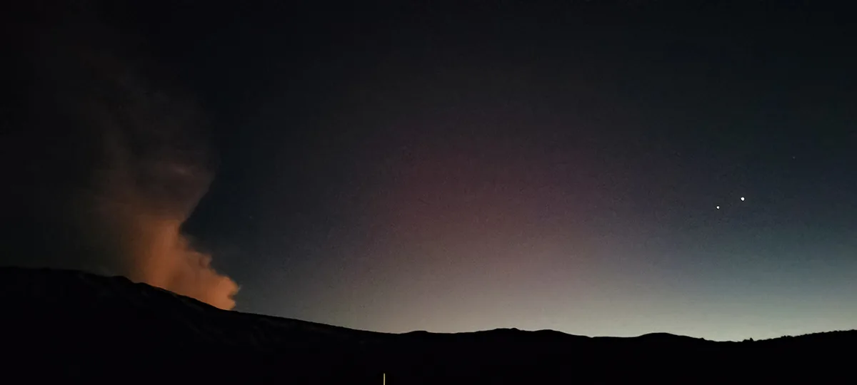 Venus and Jupiter over Mount Etna, Sicily, Italy, captured by Rosario Catania