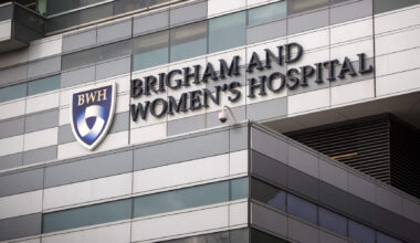 A Brigham And Women’s Hospital sign on Fenwood Road. (Robin Lubbock/WBUR)