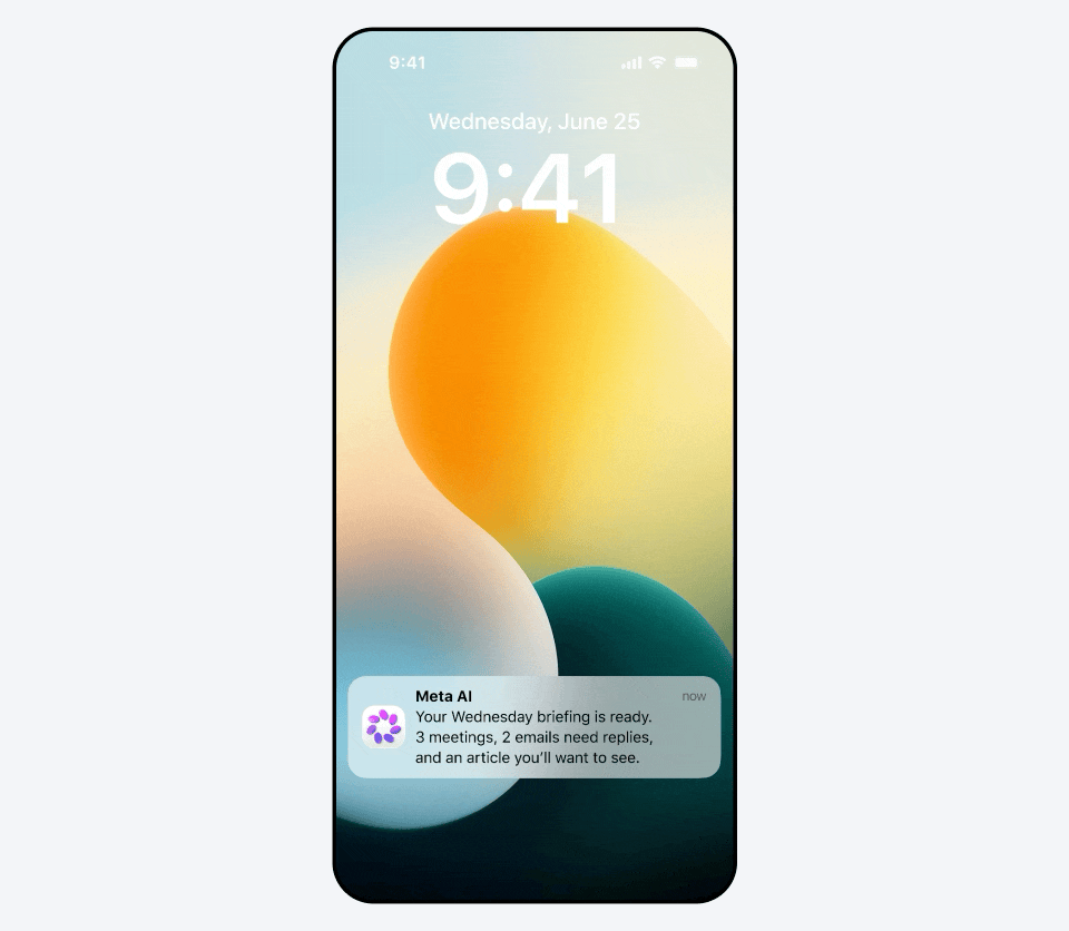 Meta AI daily briefing UI
