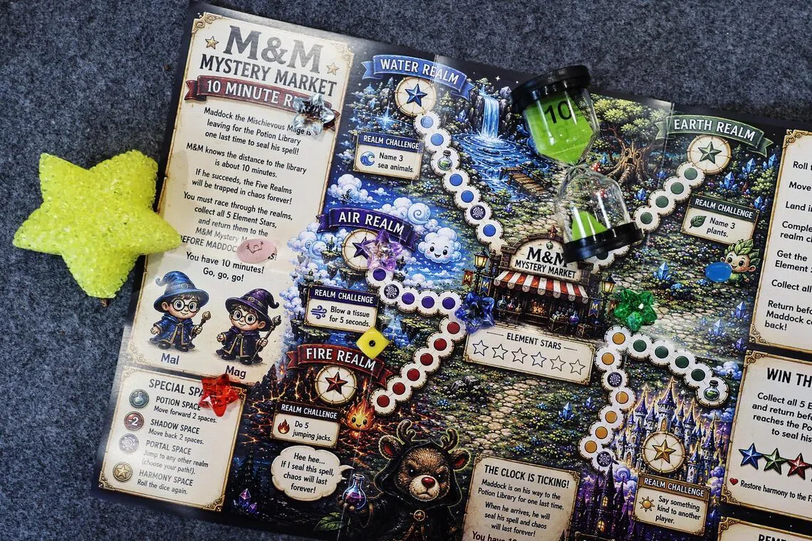 A close-up of the Element Rush board game.