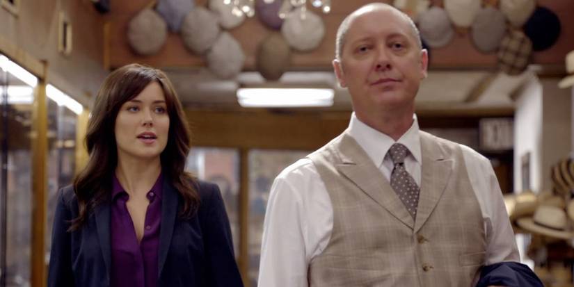 Megan Boon as Elizabeth Keen and James Spader as Red in The Blacklist