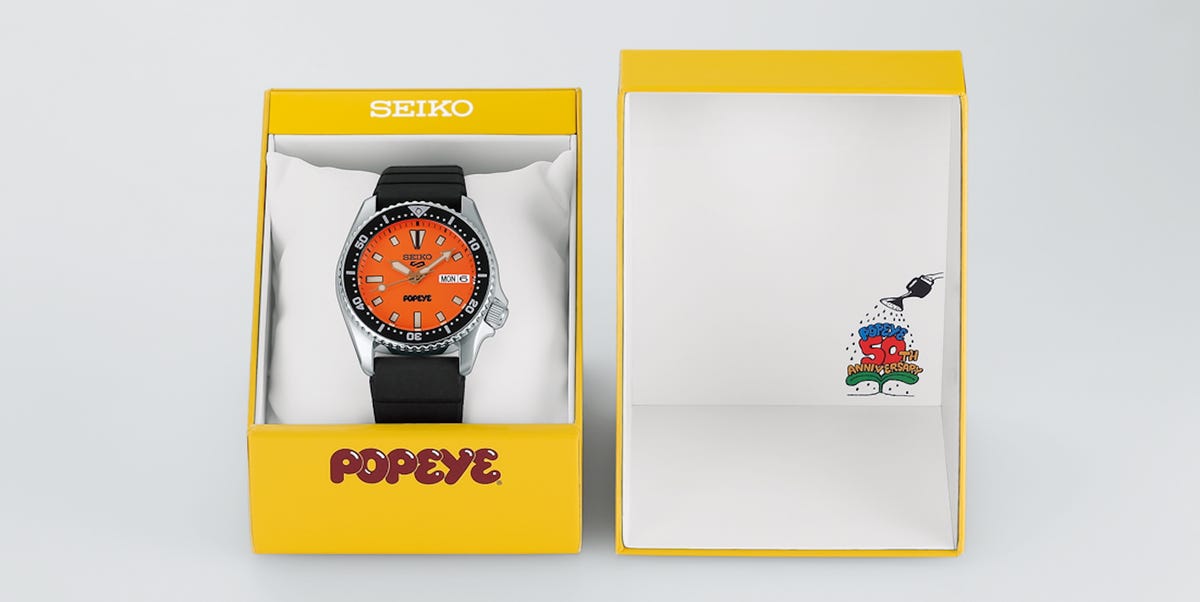 Seiko's New £250 Popeye Collab Watch Has a Bright Orange Dial