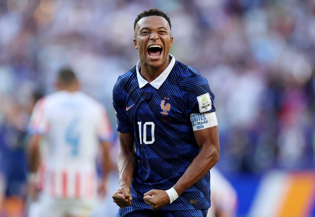 Kylian Mbappe #10 of France celebrates the team's 1-0 victory in the FIFA World Cup 2026 Round of 16 match between Paraguay and France at Philadelphia Stadium on July 04, 2026 in Philadelphia, Pennsylvania.