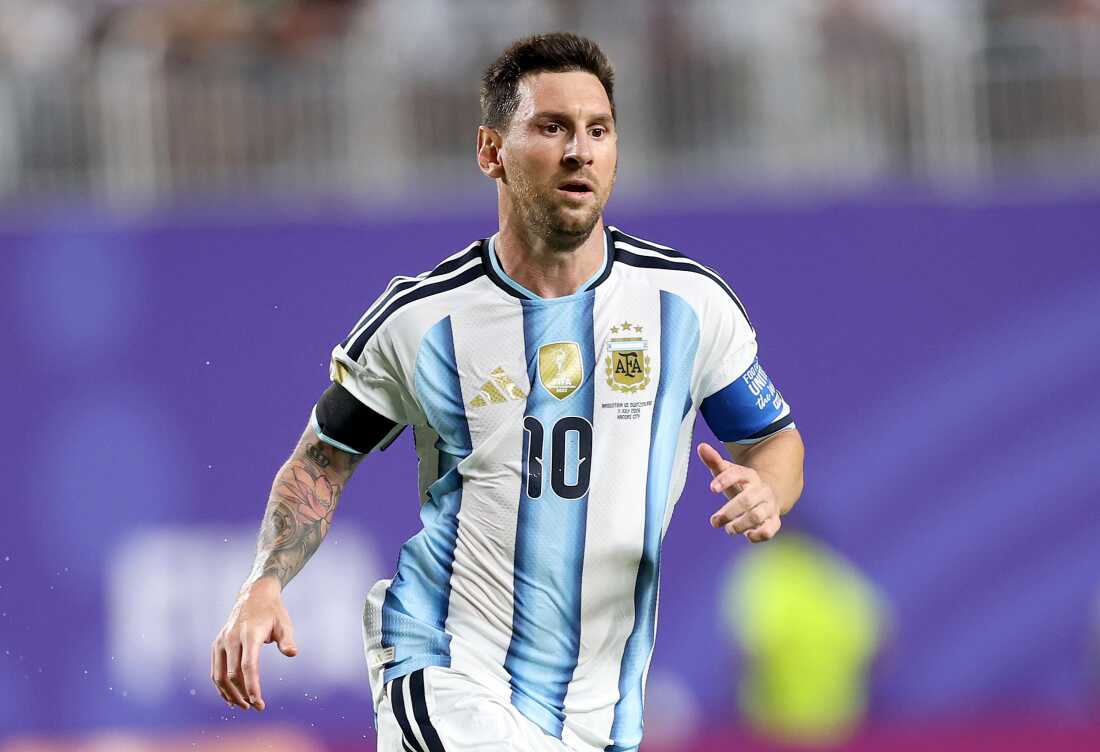 Lionel Messi #10 of Argentina during the FIFA World Cup 2026 Quarter Final match between Argentina and Switzerland at Kansas City Stadium on July 11, 2026 in Kansas City, Missouri.