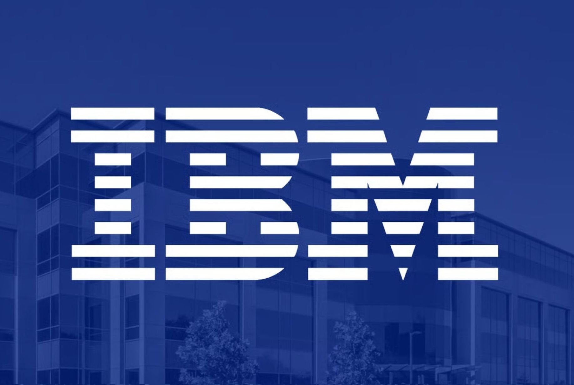 IBM logo - IBM in white on blue background.