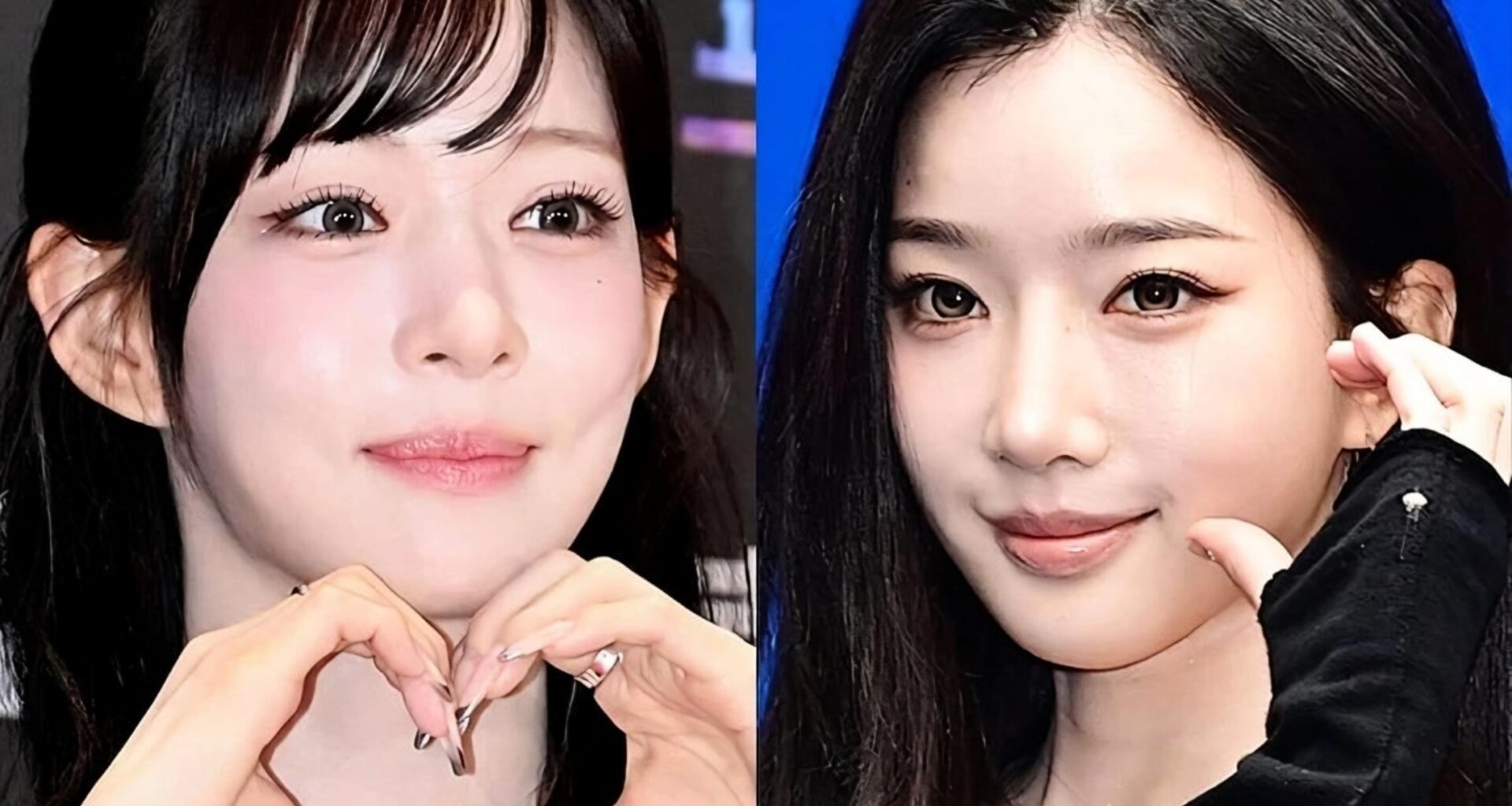 Lee Chae-young of fromis_9 , left, and Kim Yoo-yeon of tripleS
