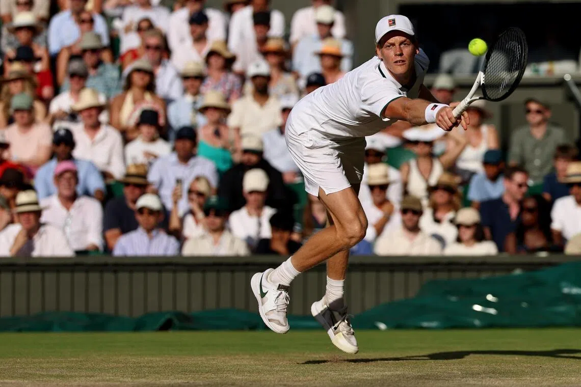 Jannik Sinner during his Wimbledon semi-final win over Novak Djokovic.