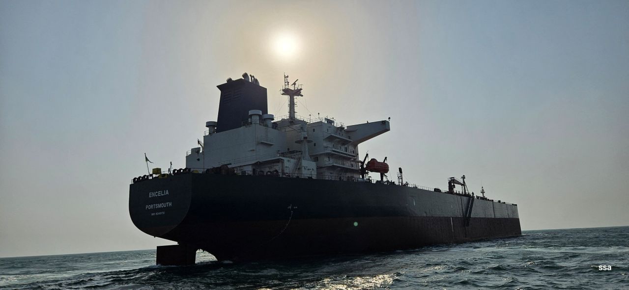 This picture shows Saudi oil tanker Encelia at sea on July 4, 2024.